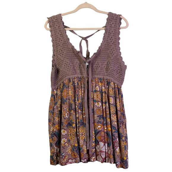 HEYSON Blouse Sleeveless Crocheted V-Neck & Back‎ w/Tie Empire Style NWT - Picture 1 of 13